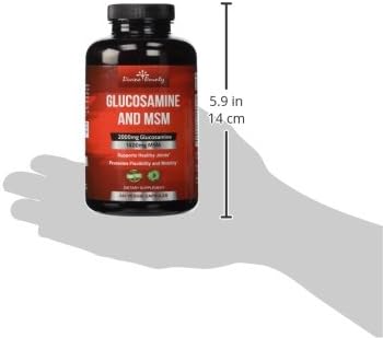 Divine Bounty Glucosamine Sulfate Supplement (2000mg per Serving) with MSM - 240 Small Vegetarian Capsules - No Shellfish or Harmful Additives