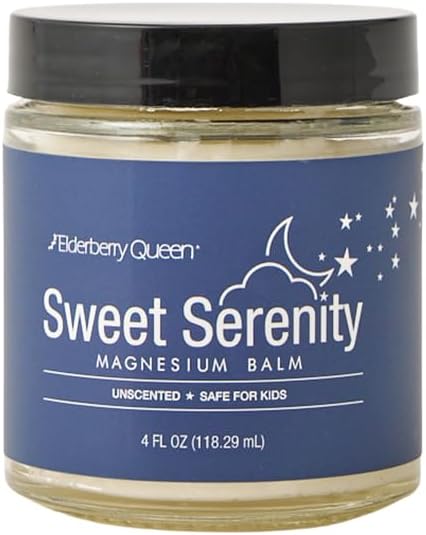 Elderberry Queen Sweet Serenity Magnesium Balm for Sleep 4 oz, Kid Safe (Unscented)