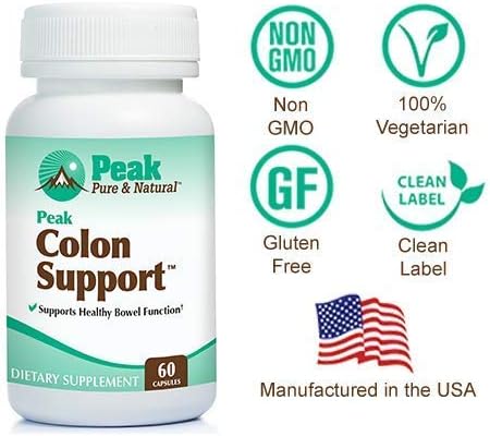 Peak Pure & Natural Colon Support - Colon Cleanse and Detox Supplement for Digestive Health - Gut Health Support with Inulin and Senna Leaf Extracts - with Fiber, Prebiotics, and Probiotics - 1 Pack