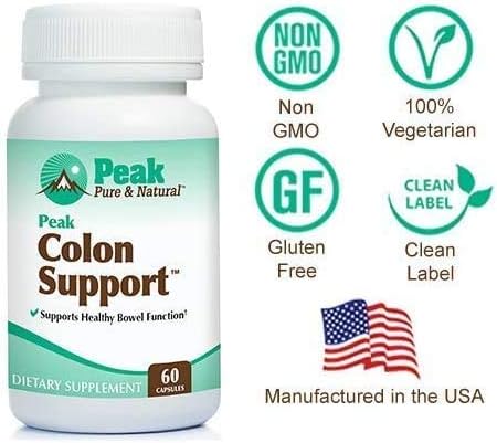 Peak Pure & Natural Colon Support - Colon Cleanse and Detox Supplement for Digestive Health - Gut Health Support with Inulin and Senna Leaf Extracts - with Fiber, Prebiotics, and Probiotics - 2 Pack