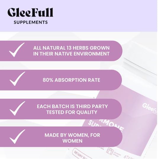 GleeFull Over 30 Hormone Support - Menopause Supplements for Women - Hormone Balance for Women - Hot Flash Relief - Menopause Support