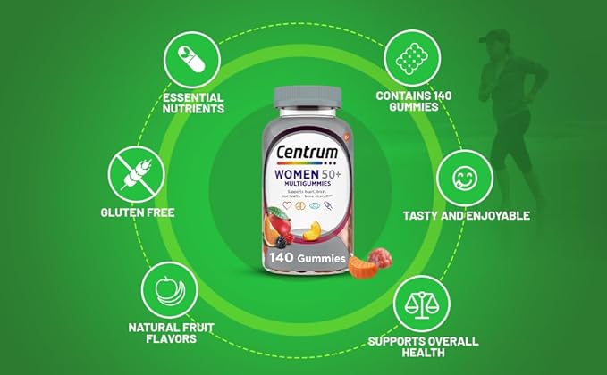 Women's Multivitamin Multigummies 50 + Dietary Supplement Gummies, 140 Count, with Better Ligth&Spring Guide