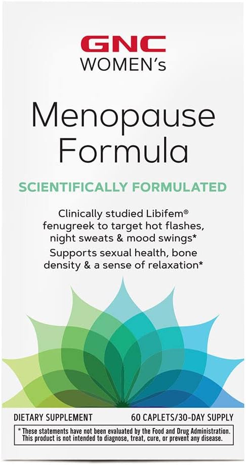 GNC Women's Menopause Formula - 60 Caplets (30-Day Supply) | Gluten-Free, No Artificial Flavors/Colors | Supports Bone Density & Relaxation | Targets Hot Flashes, Night Sweats, Mood Swings