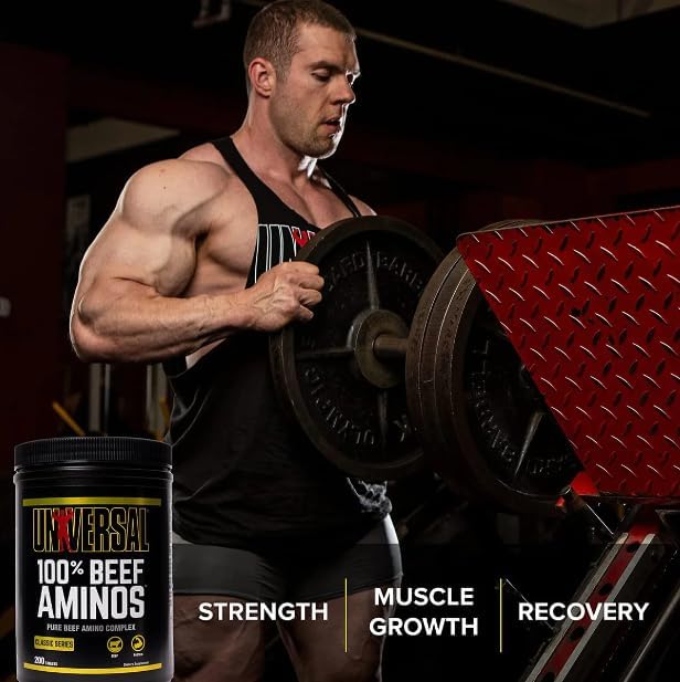 Universal 100% Beef Aminos Tablets | Pure Beef Amino Complex | Full Spectrum EAAs, BCAAs & Protein from Beef Protein Isolate & Pure Desiccated Argentine Beef Liver | 66 Servings, 200 Tablets