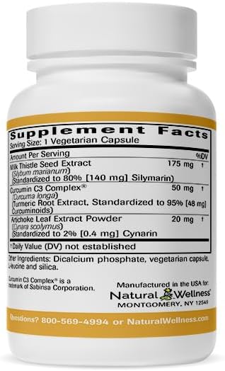 Natural Wellness Milk Thistle with Artichoke & Turmeric - Advanced Liver Support Supplement for Detox, Regeneration, and Antioxidant Protection