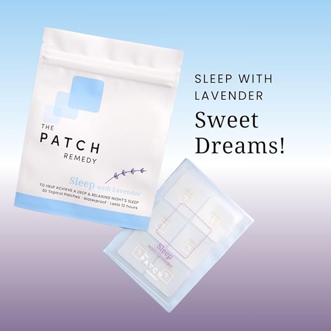 Sleep Patches with Lavender - 30 Topical Patches for Better Sleep with Magnesium Glycinate, Valerian Root Extract, Passionflower & Hops, Waterproof, 12 Hours, Transdermal Support