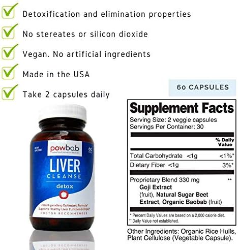 Liver Cleanse Detox. #1 Patent-Pending Optimized Repair Formula. Liver Md Focus Research with Organic Baobab, Beet Root Powder, and Goji. Beats Milk Thistle Silymarin & Dandelion (60 Capsules)
