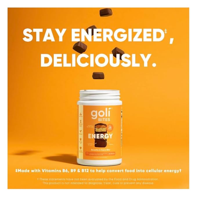 Goli Nutrition Energy Bites Salted Caramel Chocolate Flavor, Caffeinated, Vegetarian, Gluten Free and No Added Preservatives, 30 Pieces (Pack of 1)