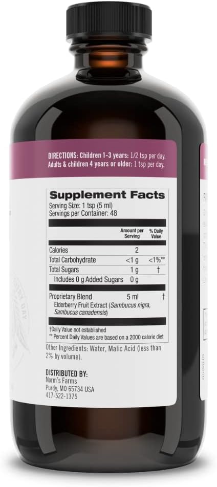 Norm's Farms American Elderberry Extract - Pure Concentrate for Immune Support Made with Berries - Vegan, Gluten Free, Non-GMO - 2 8 Oz. Bottles
