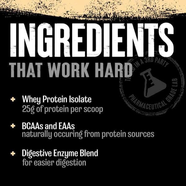 Animal Whey Isolate Protein Powder - Loaded for Pre & Post Workout Muscle Builder and Recovery with Digestive Enzymes for Men & Women - 25g Protein, Great Taste, Low Sugar - Cookies & Cream 4 lbs