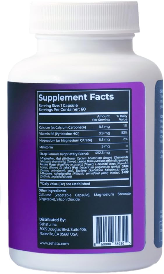 Sleep Plus Supplement | with Melatonin, GABA, Ashwagandha, 5-HTP | for Men and Women Seeking a Healthy Sleep-Wake Schedule and A Relaxed Mood | 60 Count | 60 Day Supply
