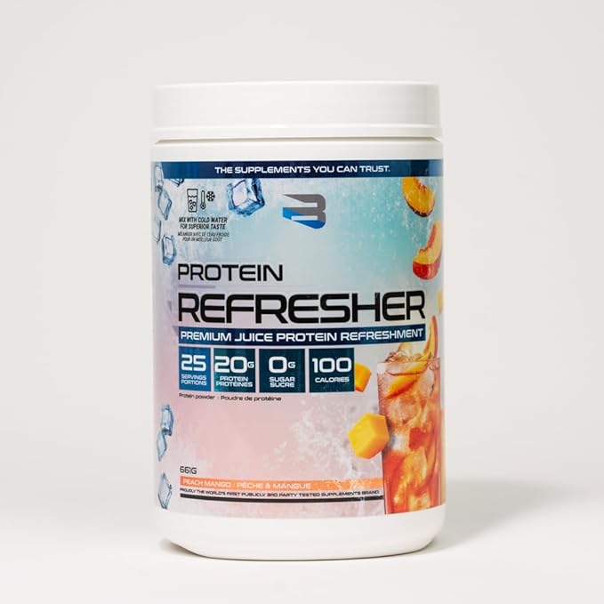 Protein Refresher (25 servings) - Revolutionary Juice-Type Whey Protein Powder for Fitness, Bodybuilding, Gym, or for bigger protein intake (25 Scoops, Peach Mango)