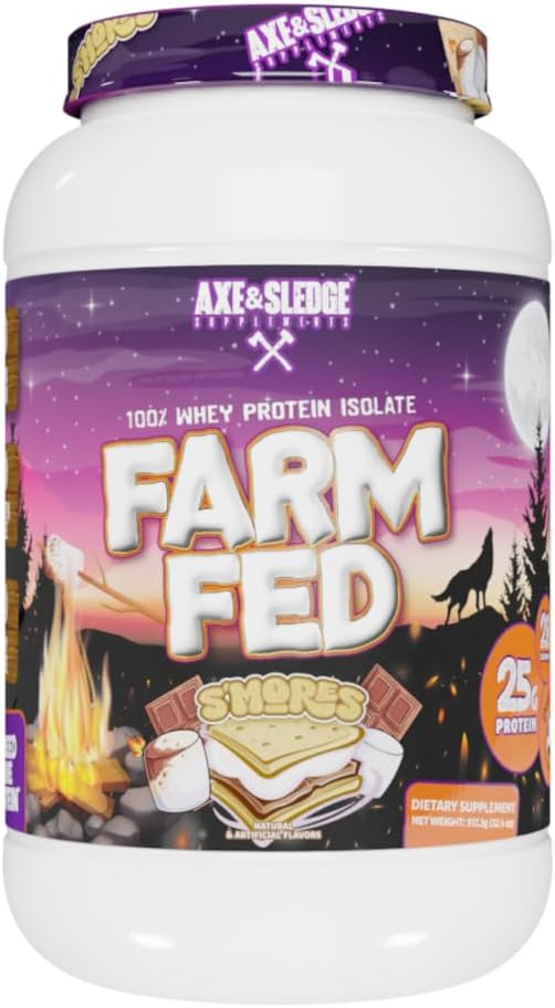 Axe & Sledge Supplements Farm Fed 100% Whey Protein Isolate with Digestive Enzymes (S'Mores)