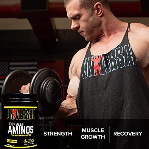 Universal 100% Beef Aminos Tablets | Pure Beef Amino Complex | Full Spectrum EAAs, BCAAs & Protein from Beef Protein Isolate & Pure Desiccated Argentine Beef Liver | 66 Servings, 200 Tablets