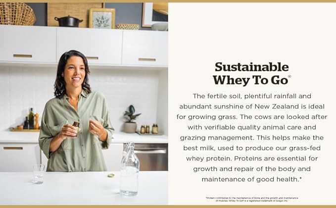 Solgar Grass Fed Whey to Go Protein Powder Vanilla, 11.9 oz - 20g of Grass-Fed Protein from New Zealand cows - Great Tasting & Mixes Easily - Supports Strength & Recovery -, 13 servings