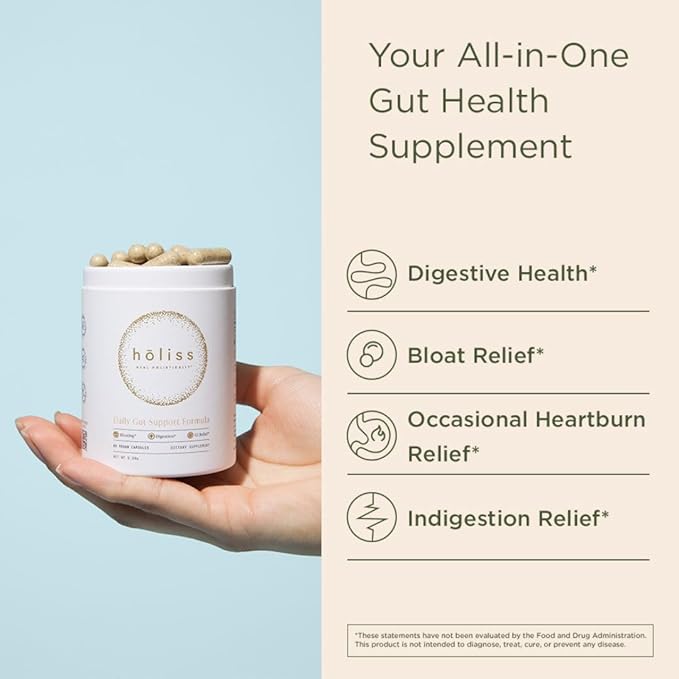 Daily Gut Health Supplement Capsules, Slippery Elm, Licorice Root, Marshmallow Root, Zinc Carnosine, Amino Acid & Plant Based Herbs for Digestive Health and Bloating Support, 60 Capsules