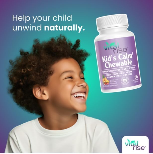 Kids Magnesium Chewables - Daily Supplement, Sugar-Free & Melatonin-Free, Supports a Healthy Stress Response & Focus, Fast-Absorbing Magnesium with L-Theanine, Mixed Fruit Flavor,