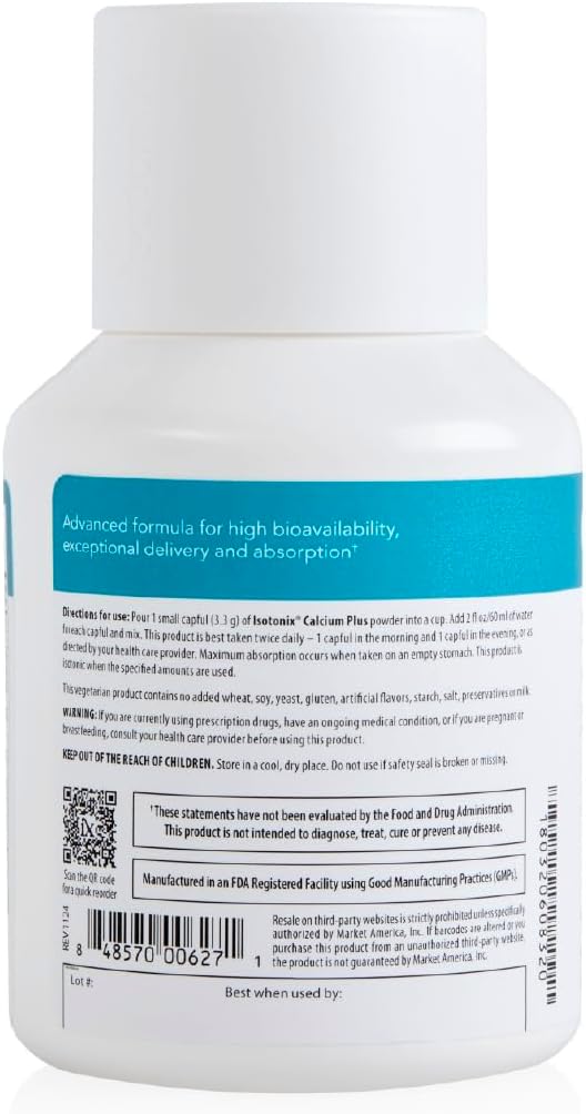 Isotonix Calcium Plus – Calcium Supplement for Women and Men with Magnesium, Vitamin D3, and Vitamin C – Fast Absorbing Isotonic Formula – Calcium Citrate & 5 Salts - 90 Servings