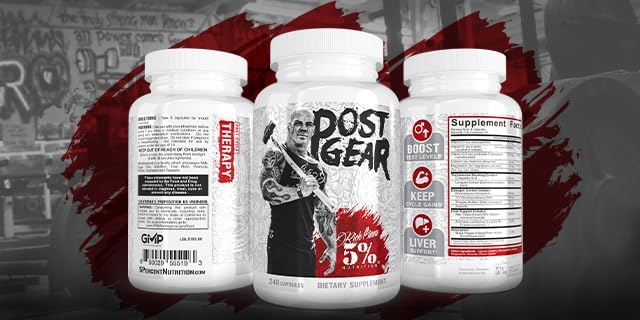 5% Nutrition Rich Piana Post Gear PCT Support Booster | Estrogen Blocker, Aromatase Inhibitor | Post Cycle Therapy Supplement | DAA, DIM, Longjack, Stinging Nettle, Milk Thistle, 240 Capsules