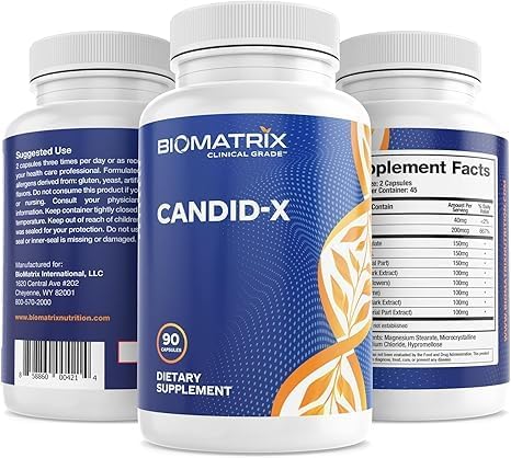BioMatrix Candid-X Gut Cleanse with Berberine, Oregano, Sodium Caprylate, Chamomile, Ginger, PAU D'arco, Digestive Supplement for Men and Women | 90 Capsules