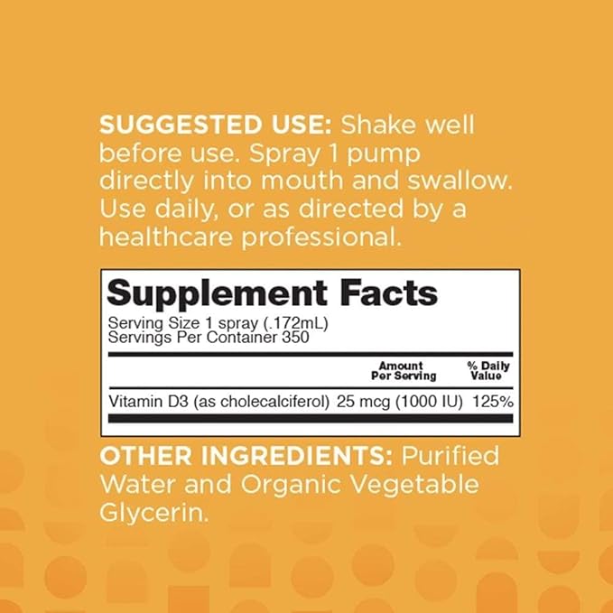 nbpure Organic Vitamin D3 Spray - High Potency Liquid 1000IU Per Serving for Women, Men, Kids - Cholecalciferol ‘Sunshine’ Supplement - Easy-to-Use, Family Friendly, On-The-Go Travel