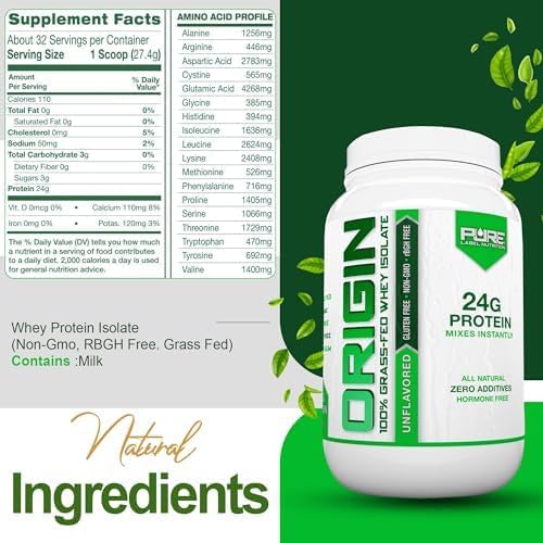100% Grass Fed Unflavored Whey Protein Isolate-Keto-Low Carbs-2lbs