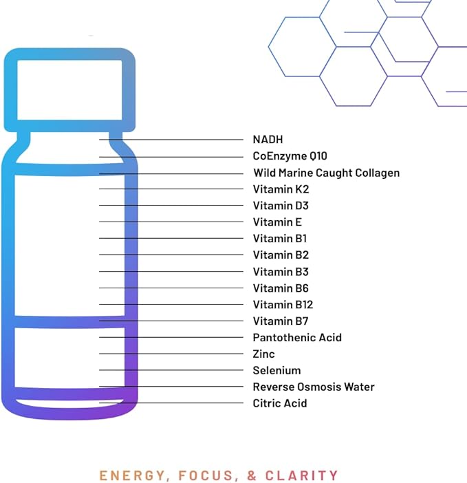 Strong Cell | Cellular Function Booster Liquid | NADH, CoQ10, Collagen. 90+% Absorption Rate. Vitamins B1, B2, B3, B6, B7, and B12. Vitamin K2.