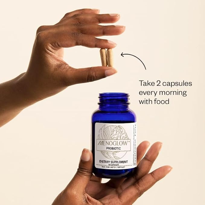 MENOLABS MenoGlow Dietary Supplement for Menopause Relief - 60 Capsules - Nutritional Supplement With Vitamin C & Hyaluronic Acid, Supports Hair, Skin & Nails Reduces Hot Flashes & Supports Gut Health