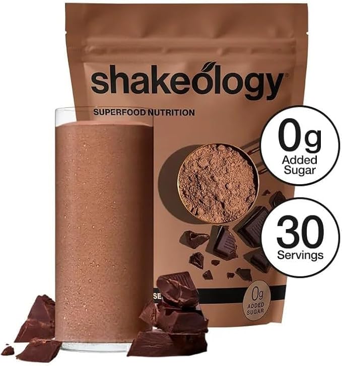 Shakeology 0g Added Sugar Whey Protein Powder Blend - Gluten Free, Superfood Protein Shake with Vitamins and Minerals - Helps Support Healthy Weight Loss, Lean Muscle Support - Chocolate, 30 Servings