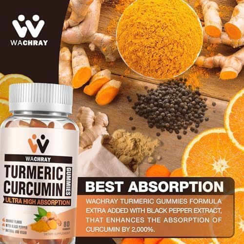 Turmeric Curcumin Gummies with Ginger & Black Pepper Extract - 3 Pack Tumeric Gummy Supplements for Pain Inflammation Joint Weight Health Support - Vegan, Organic, Gelatin-Free - for Adults and Kids
