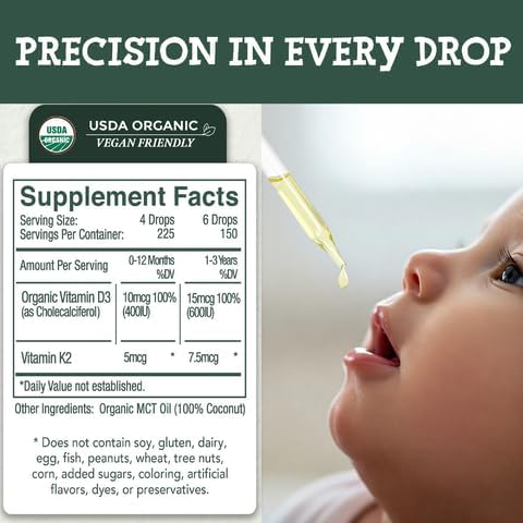 LiveWise Naturals – Baby D3-K2 Liquid Drops, Promotes Brain Development, Bone Health, and Overall Wellness for Kids and Toddlers, Glass Bottles and Droppers, D3 Sourced from Pine Trees