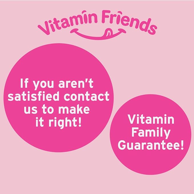 Vitamin Friends - Vegan Multivitamin & Iron for Kids - Daily Nutritional Support Gummies w/Ferrous Fumarate B-Complex, Vitamin C, Zinc, Biotin - Body Function & Anemia - Strawberry, (60 Day Supply)