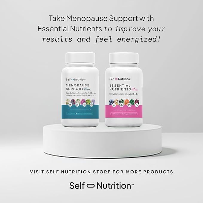 Menopause Support for Women -All-Natural, Hormone-Free Perimenopause & Menopause Support. Unique Blend for Hot Flashes, Mood, Energy, Sleep & More. Vegan, Gluten-Free, 60 Capsules.