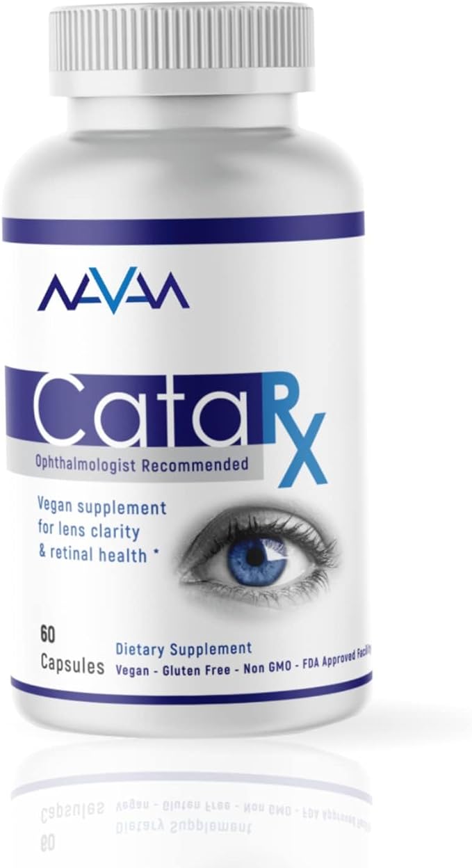 Navan CataRx Antioxidant AREDS 2 Eye Vitamins & Minerals Supplement for Lens Clarity & Retina Health by Clinical Experts - Lutein, Zeaxanthin, Zinc, Vitamin C, NAC - Kosher Certified, 60 Capsules