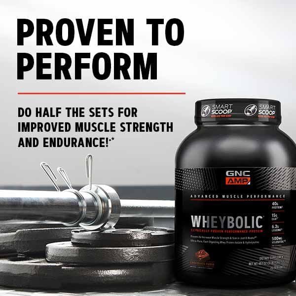 GNC AMP Wheybolic Whey Protein Powder Isolate with BCAA | Targeted Muscle Building and Workout Support Formula | Gluten Free | Strawberries and Cream | 10 Servings