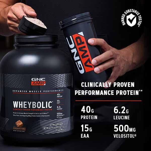 GNC AMP Wheybolic Whey Protein Powder Isolate with BCAA | Targeted Muscle Building and Workout Support Formula | Gluten Free | Strawberries and Cream | 10 Servings