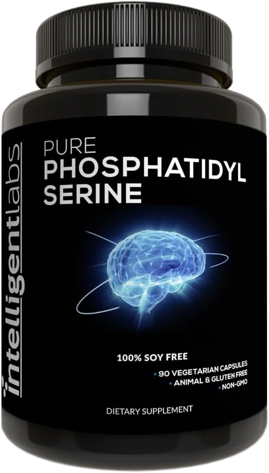 Intelligent Labs Phosphatidylserine Supplement 100mg, 90 High Strength Capsules, 100% Soy and Allergen-Free, Pure Phosphatidylserine from Sunflower Lecithin