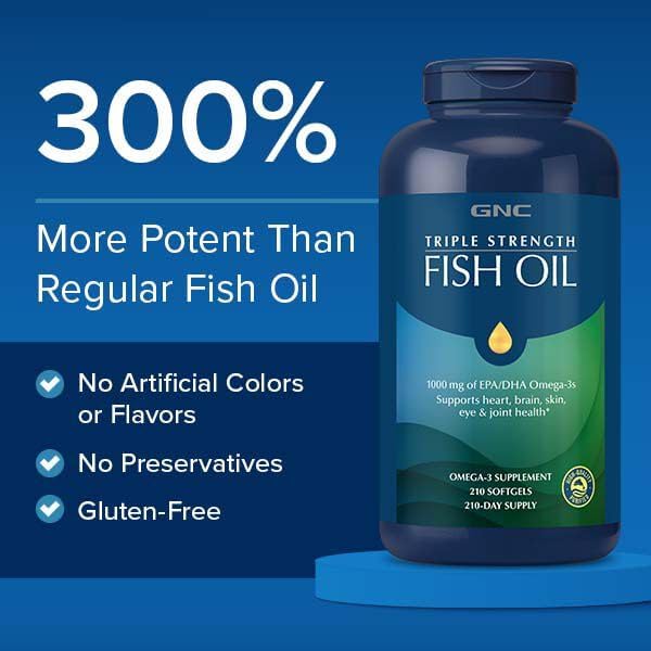 GNC Triple Strength Omega-3 Fish Oil Mini's 1000mg | Heart, Brain, Joint & Eye Support with EPA & DHA | Non-GMO Gluten Free | 120 Mini Softgels