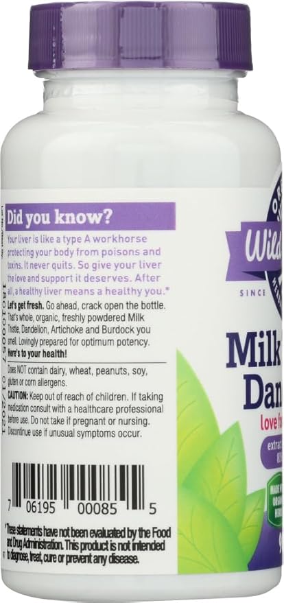Oregon's Wild Harvest Milk Thistle Dandelion - Extract Standardized to 80% Silymarins (90 Capsules)