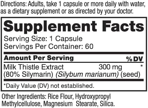Roex Vitamins | Livalon | Milk Thistle Extract | 80% Silymarin | Natural Liver Detox | Vegetable Capsules | 60 Count