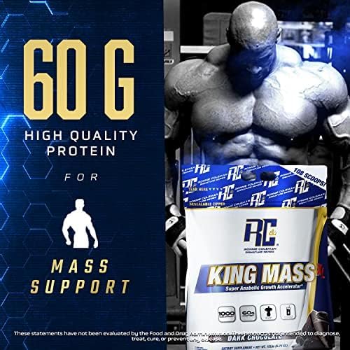 Ronnie Coleman Signature Series King Mass XL Mass Gainer Protein Powder, Muscle Gainer, 60g Protein, 180g Carbohydrates, 1,000+ Calories, Creatine and Glutamine, Cookies N' Cream, 20 Pound