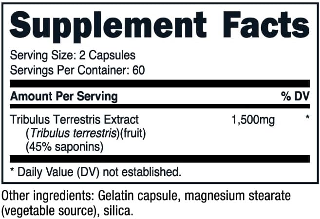 Nutricost Tribulus Terrestris Extract 1500mg, 120 Capsules - 60 Servings (750mg Per Cap), Non GMO & Gluten Free