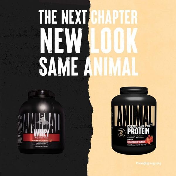 Animal Whey Isolate Protein Powder - Loaded for Pre & Post Workout Muscle Builder and Recovery with Digestive Enzymes for Men & Women - 25g Protein, Great Taste, Low Sugar - Strawberry 4 lbs