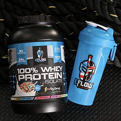 eFlow Nutrition 100% Whey Protein Isolate - Gluten & Lactose-Free Digestive Enzymes Added, Low Carb, Post Workout Shake, Fast Digesting for Optimal Muscle Recovery - Fruity Cereal (26 Servings)