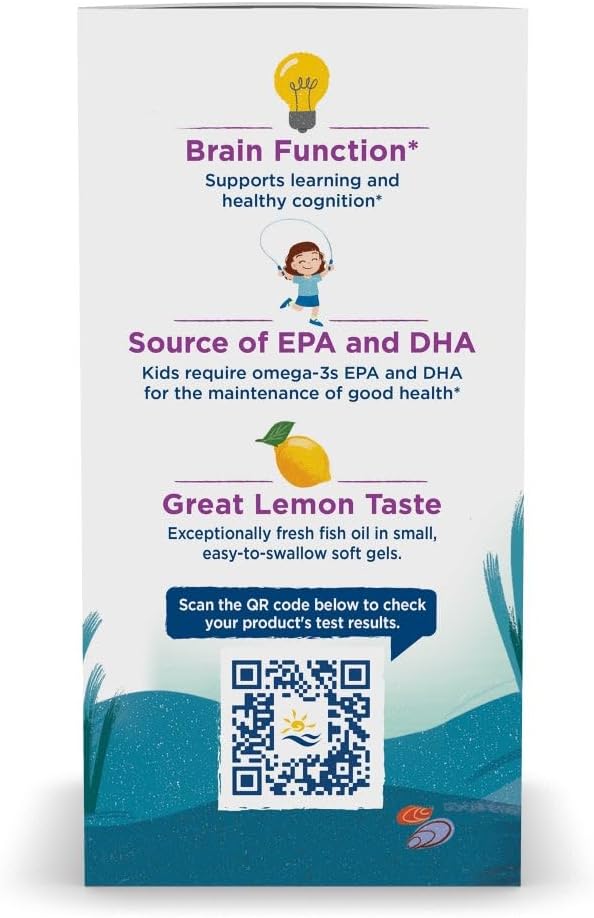 Nordic Naturals Complete Omega Jr., Lemon - 180 Mini Soft Gels - 283 mg Total Omega-3s & 35 mg GLA - Healthy Cognition, Nervous System Function - Non-GMO - 90 Servings