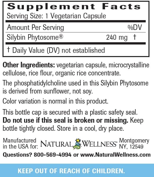 Natural Wellness Maximum Milk Thistle - 720mg Daily Dose (3x 240mg Capsules) - Potent Liver Detox & Repair Supplement, Non-GMO, Gluten-Free, Vegan, USA-Made - Advanced Fatty Liver & Enzyme Health