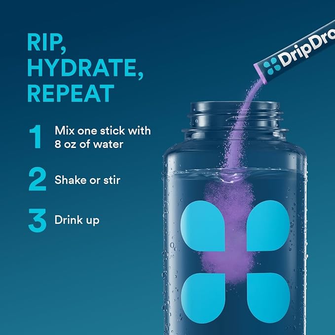 DripDrop Hydration - Grape - Electrolyte Drink Mix Single Serve Hydration Powder Packets | Non-GMO, Gluten Free, Vegan | 32 Sticks