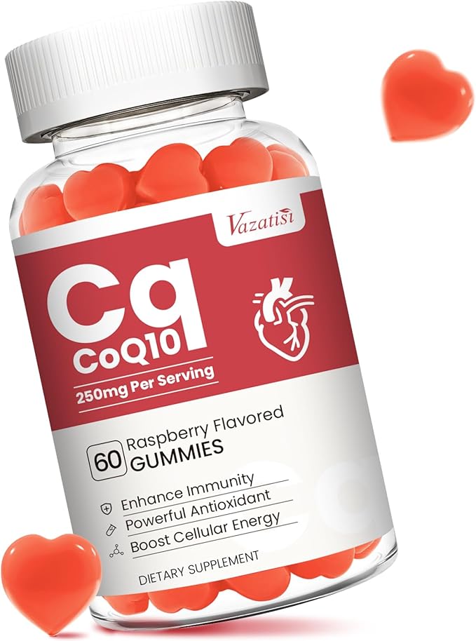 High Absorption CoQ10 Gummies, Plus Omega-3, Vitamin B3 for Brain & Antioxidant, 5X Better Absorption Coenzyme Q10 Supplement, Raspberry Flavored - 60 Cts