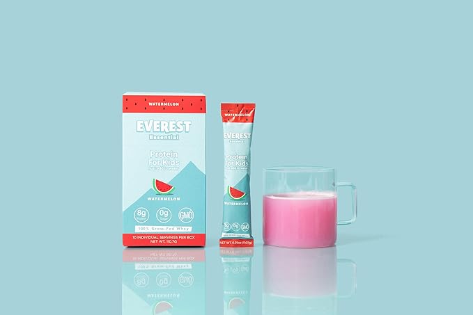 Kid's Clear Whey Protein Powder (Watermelon, 10 Packets) Protein Drink Mix for Kids, Electrolytes for Kids, 8g Protein Per Serving, Non GMO, Zero Added Sugar