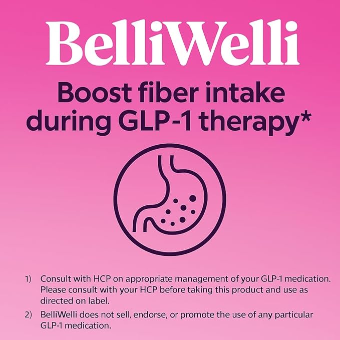 BelliWelli Fiber Supplement for Women & Men – Premium Daily Fiber Powder from Organic Acacia with Added Collagen, Electrolytes & Probiotics – No Bloat, Constipation & Gut Health Support (Peach Mango)